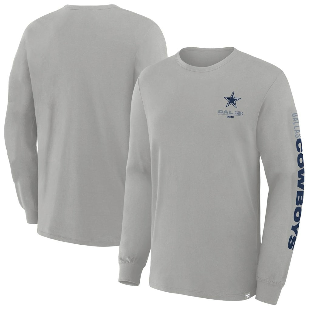 Dallas Cowboys Big & Tall Clock Management Legacy Long Sleeve T-Shirt Heather Gray - Fanatics