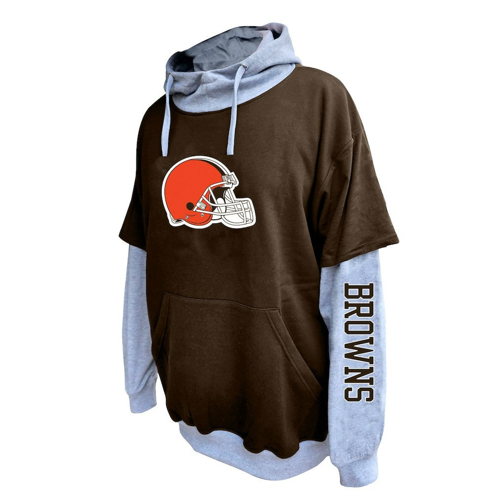 Cleveland Browns Big & Tall Twofer Pullover Hoodie Brown/Heather Gray - Fanatics