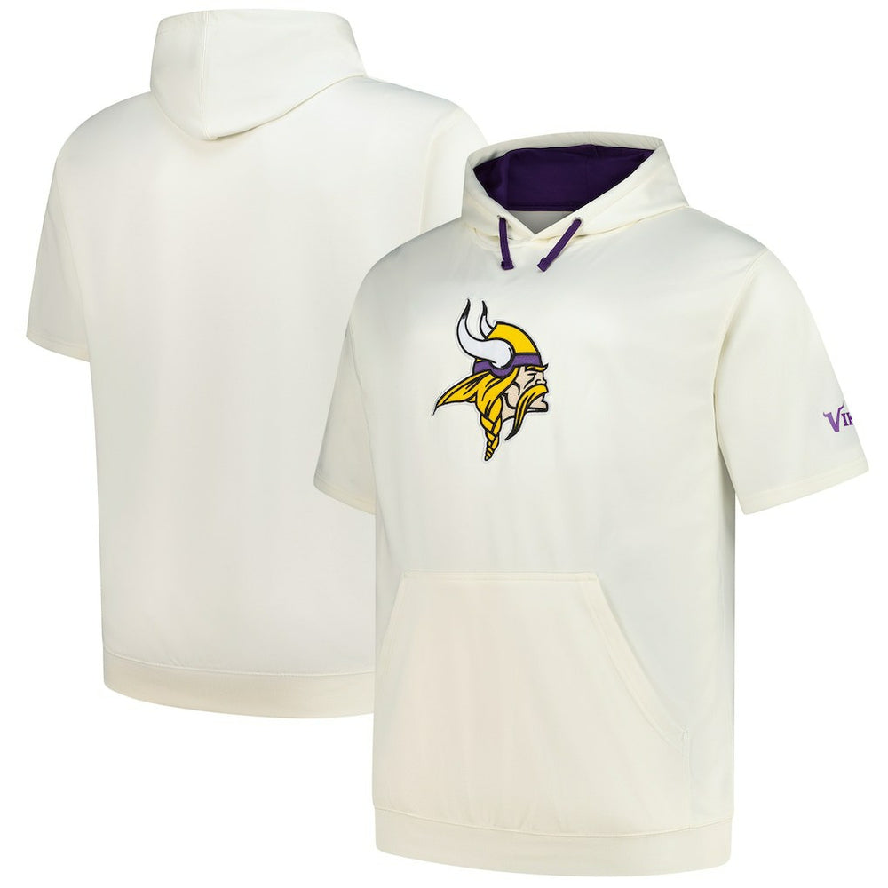 Minnesota Vikings Profile Big & Tall Chest Print and Logo Short Sleeve Pullover Hoodie Oatmeal - NFL