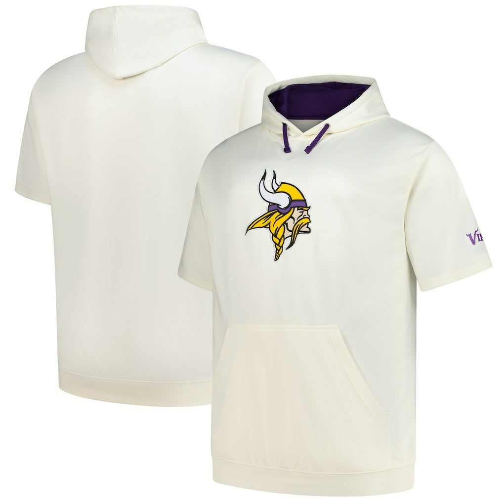 Minnesota Vikings Profile Big & Tall Chest Print and Logo Short Sleeve Pullover Hoodie Oatmeal - NFL