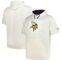 Minnesota Vikings Profile Big & Tall Chest Print and Logo Short Sleeve Pullover Hoodie Oatmeal - NFL