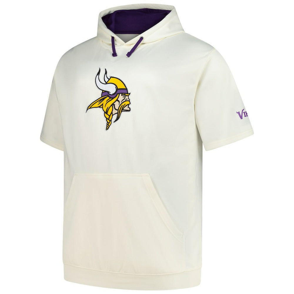 Minnesota Vikings Profile Big & Tall Chest Print and Logo Short Sleeve Pullover Hoodie Oatmeal - NFL