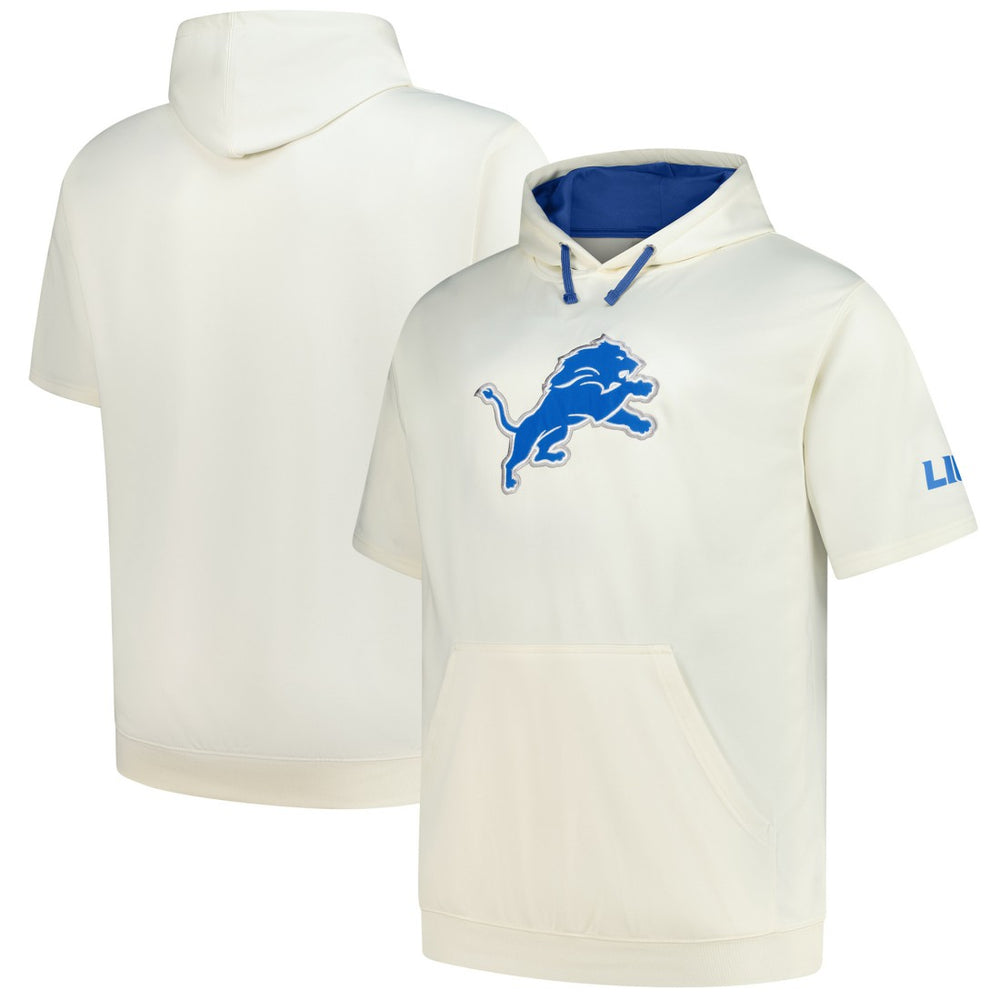 Detroit Lions Profile Big & Tall Chest Print and Logo Short Sleeve Pullover Hoodie Oatmeal - NFL