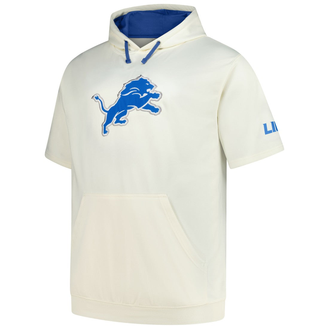 Detroit Lions Profile Big & Tall Chest Print and Logo Short Sleeve Pullover Hoodie Oatmeal - NFL