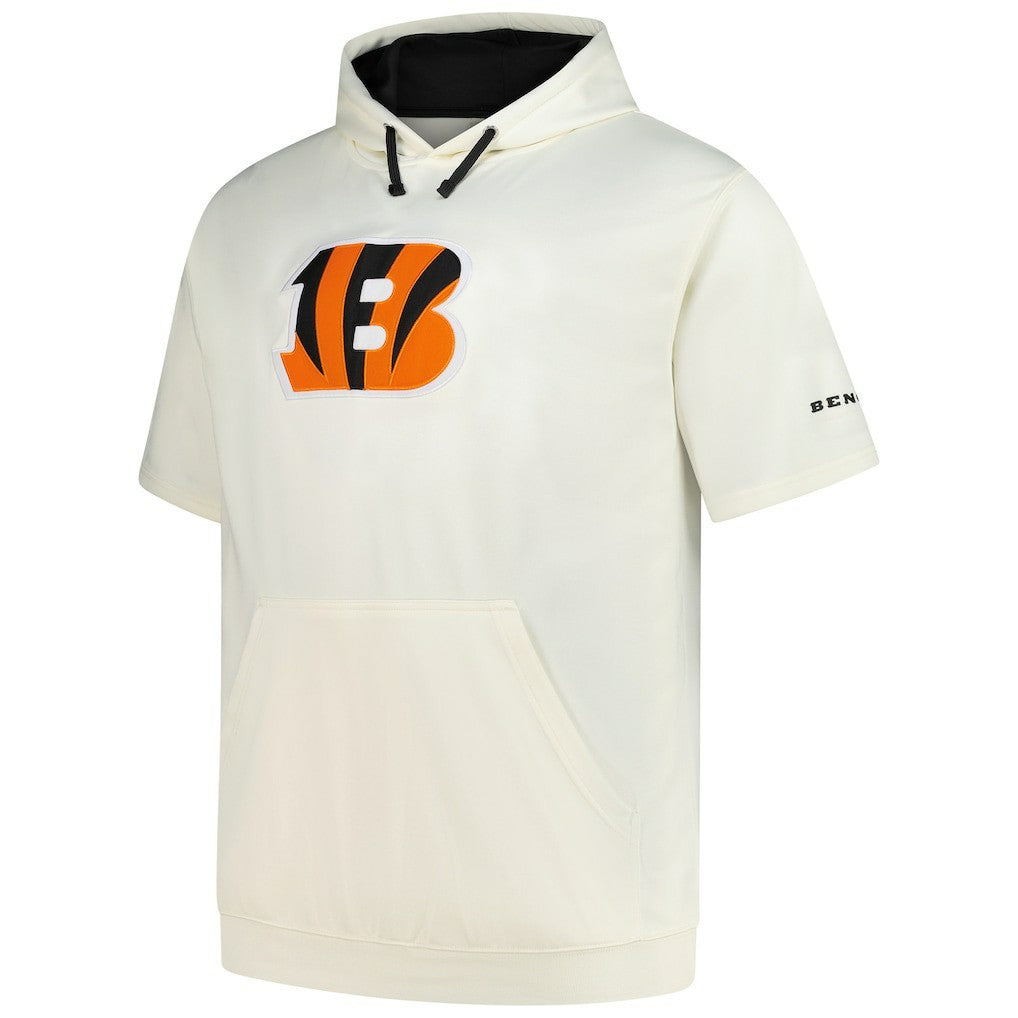 Cincinnati Bengals Profile Big & Tall Chest Print and Logo Short Sleeve Pullover Hoodie Oatmeal - NFL