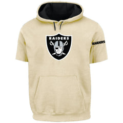 Las Vegas Raiders Profile Big & Tall Chest Print and Logo Short Sleeve Pullover Hoodie Oatmeal - NFL