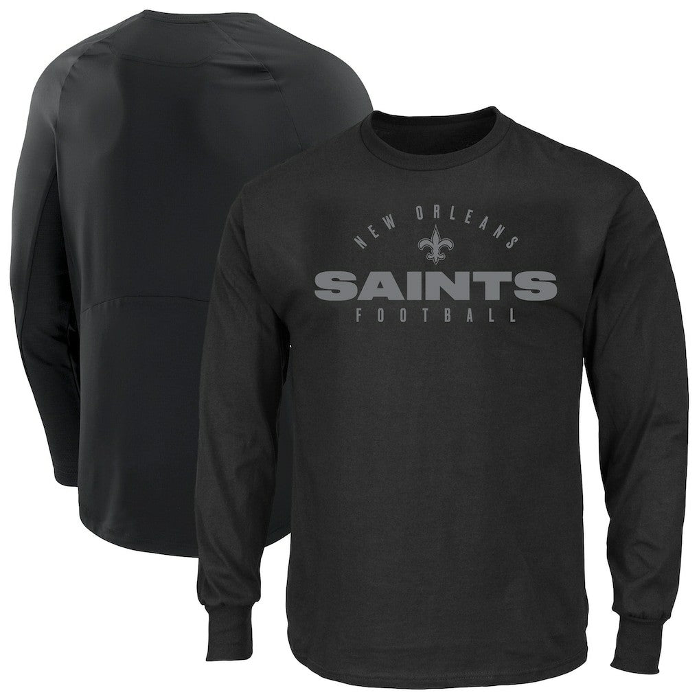 New Orleans Saints Big & Tall Coverage Scheme Long Sleeve T-Shirt Black - Fanatics