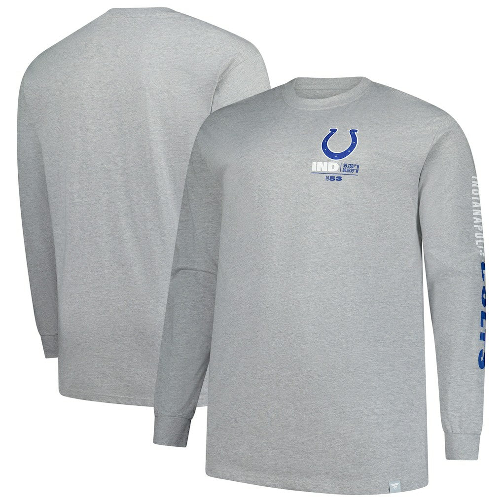 Indianapolis Colts Big & Tall Clock Management Legacy Long Sleeve T-Shirt Heather Gray - Fanatics