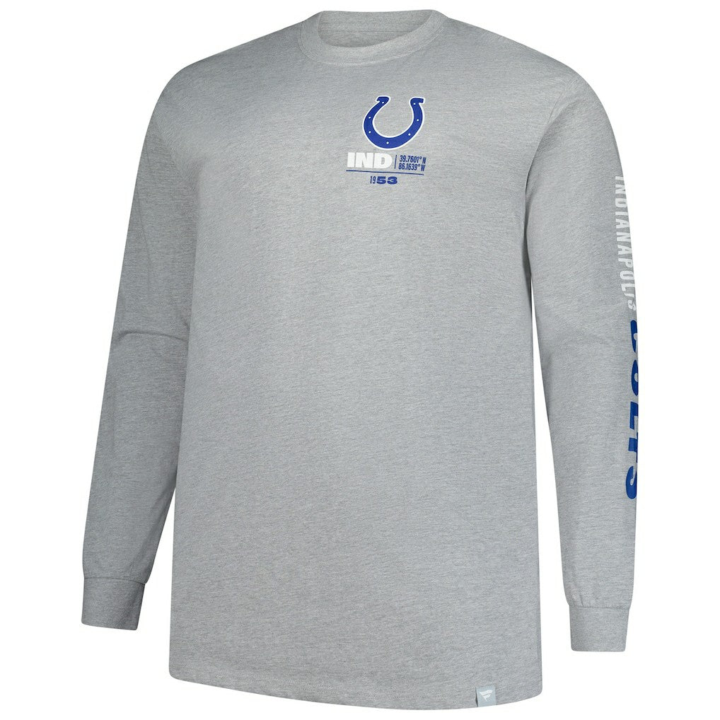 Indianapolis Colts Big & Tall Clock Management Legacy Long Sleeve T-Shirt Heather Gray - Fanatics