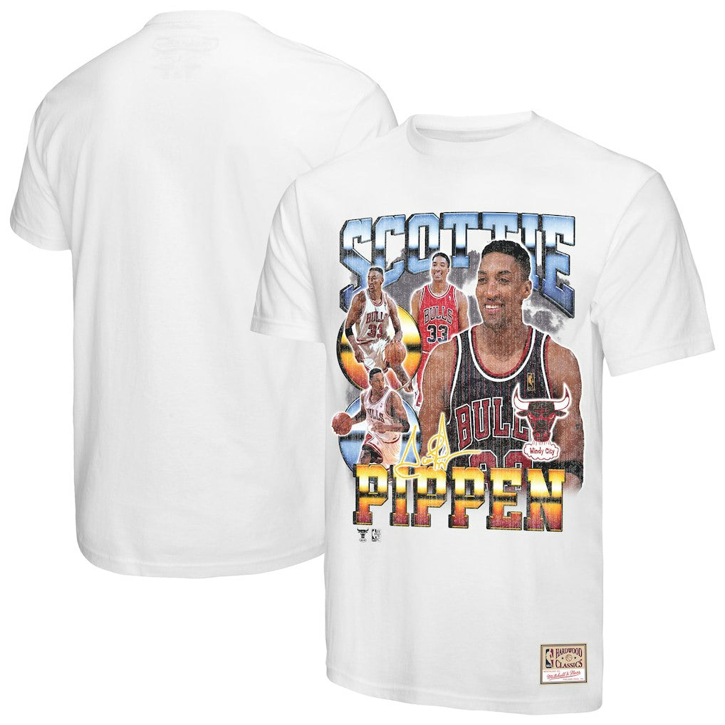 Mitchell & Ness - Scottie Pippen Chicago Bulls Hardwood Classics Commemorative Player Collage T-Shirt - White