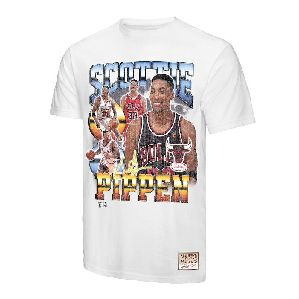 Mitchell & Ness - Scottie Pippen Chicago Bulls Hardwood Classics Commemorative Player Collage T-Shirt - White