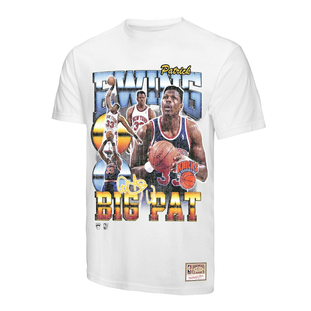 Mitchell & Ness - Patrick Ewing New York Knicks Hardwood Classics Commemorative Player Collage T-Shirt - White