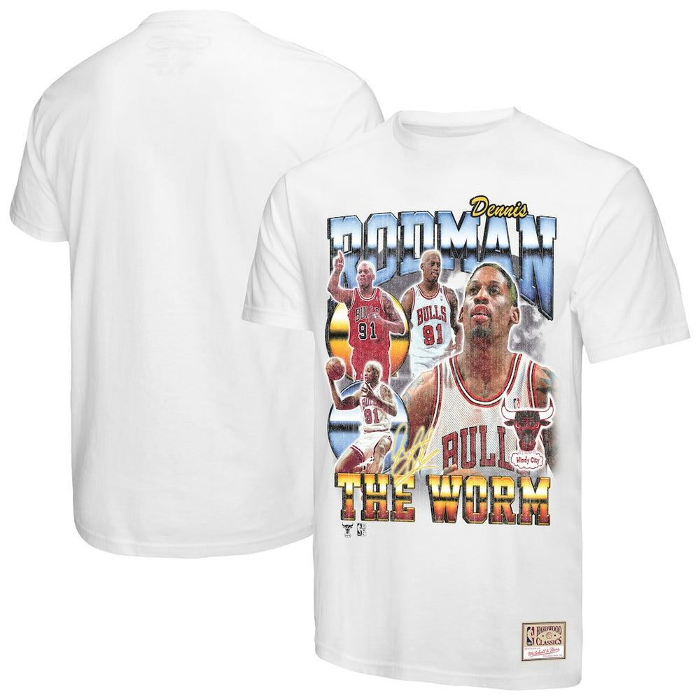 Mitchell & Ness - Dennis Rodman Chicago Bulls Hardwood Classics Commemorative Player Collage T-Shirt - White