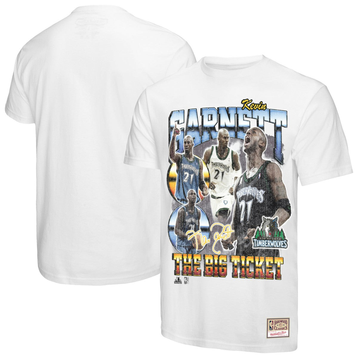Mitchell & Ness - Kevin Garnett Minnesota Timberwolves Hardwood Classics Commemorative Player Collage T-Shirt - White