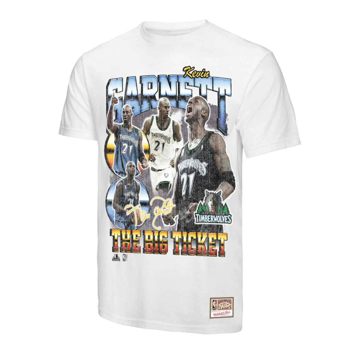 Mitchell & Ness - Kevin Garnett Minnesota Timberwolves Hardwood Classics Commemorative Player Collage T-Shirt - White