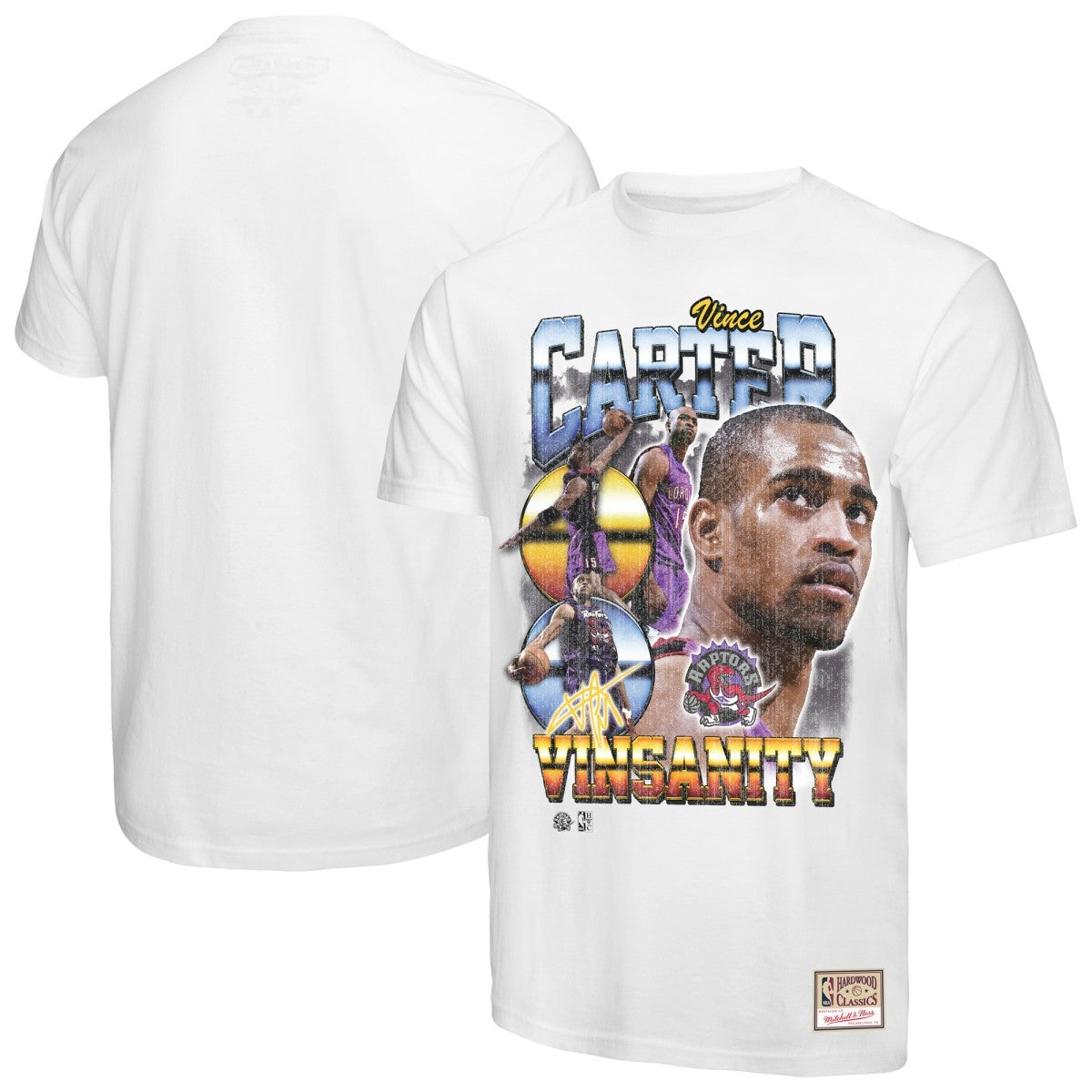 Mitchell & Ness - Vince Carter Toronto Raptors Hardwood Classics Commemorative Player Collage T-Shirt - White