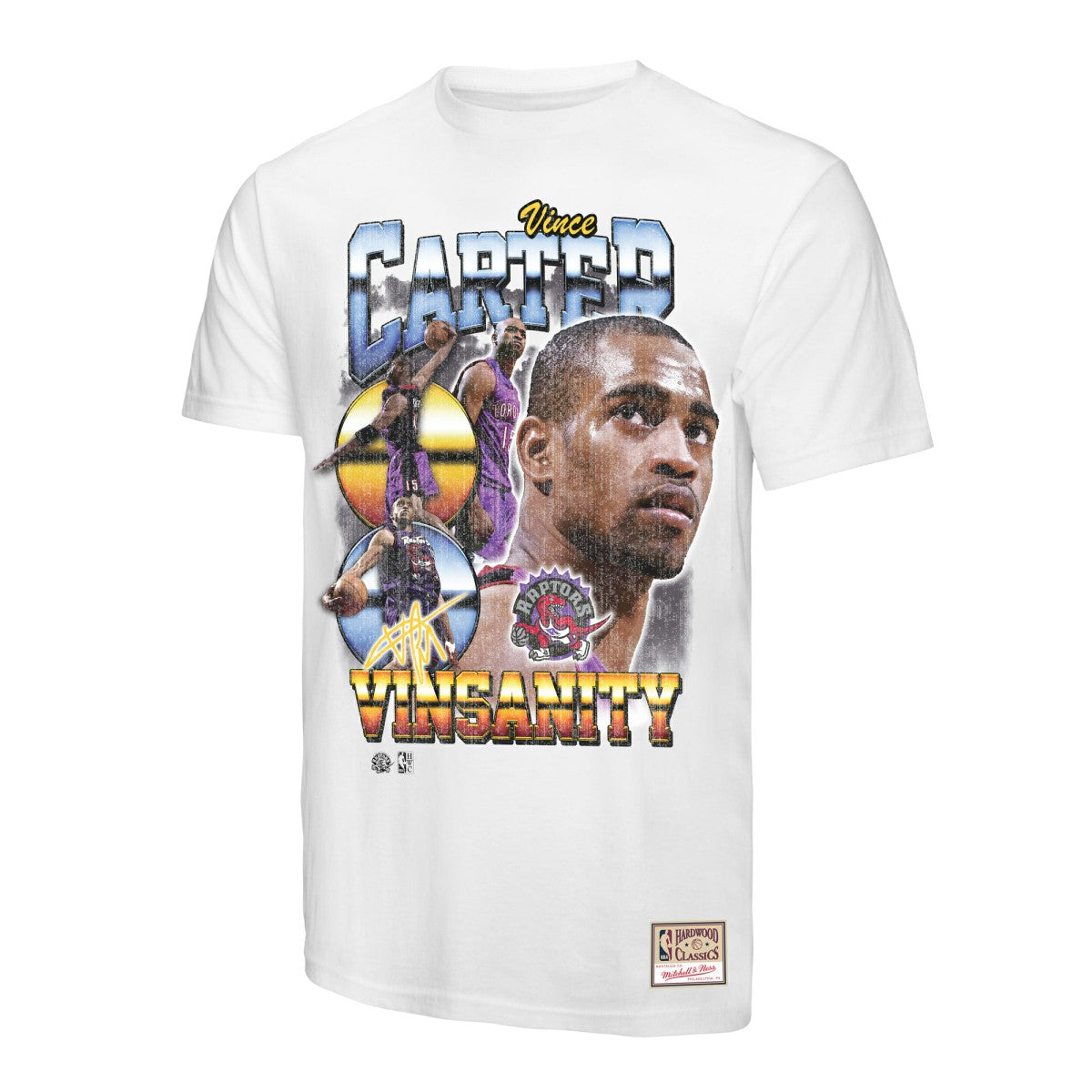 Mitchell & Ness - Vince Carter Toronto Raptors Hardwood Classics Commemorative Player Collage T-Shirt - White