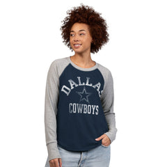 Dallas Cowboys G-III 4Her by Carl Banks Women's Waffle Knit Raglan Long-Sleeve T-Shirt Navy/Gray - NFL
