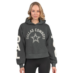 Dallas Cowboys Starter Women's Star Player Cropped Fleece Pullover Hoodie Heather Charcoal - NFL