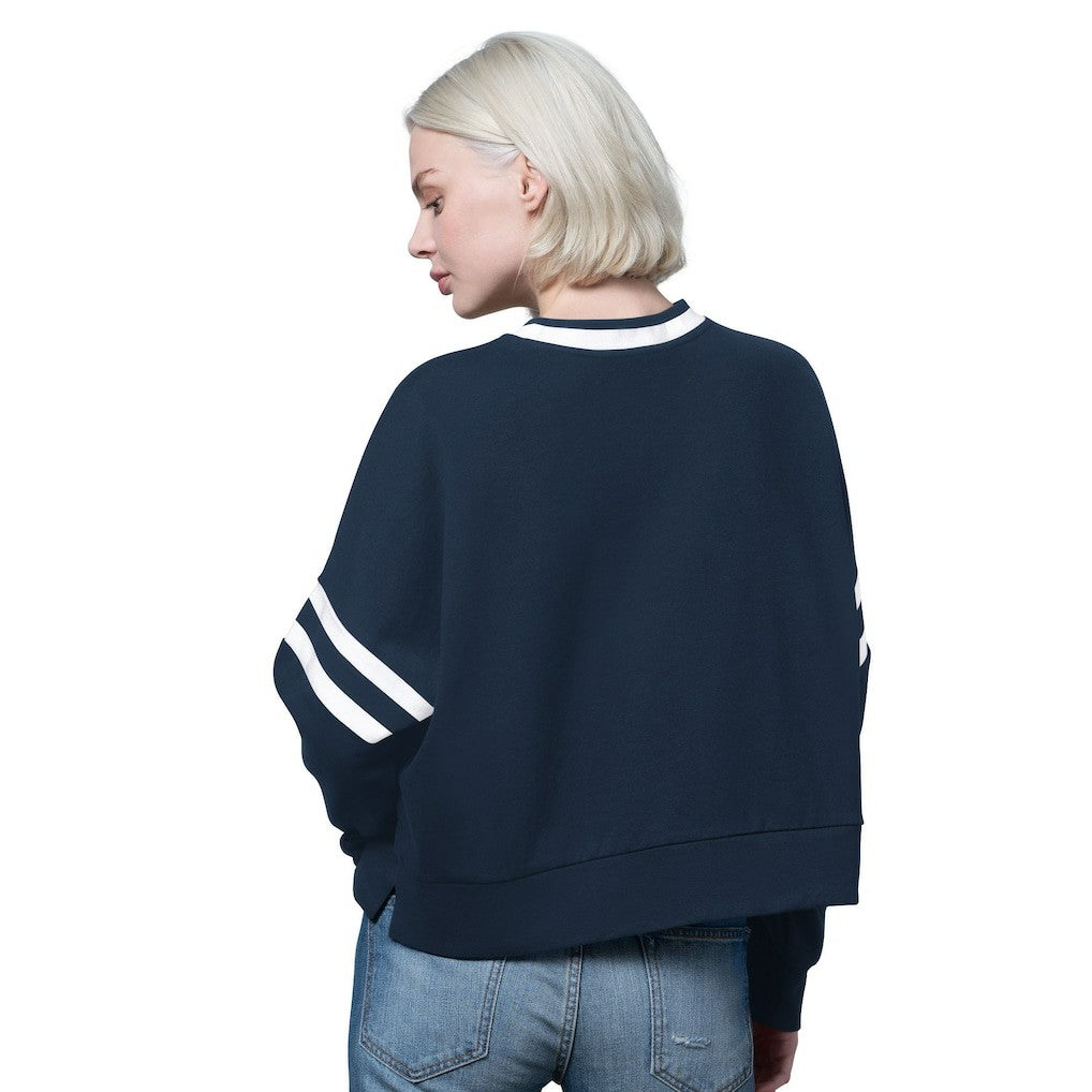 Dallas Cowboys Starter Women's Rally Drop Shoulder Cropped Sweatshirt Navy - NFL