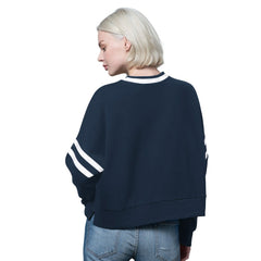 Dallas Cowboys Starter Women's Rally Drop Shoulder Cropped Sweatshirt Navy - NFL