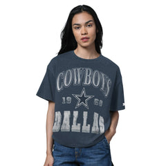 Dallas Cowboys Starter Women's Oversized Hall of Fame T-Shirt Heather Navy - NFL