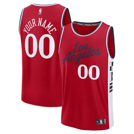 LA Clippers Youth Fast Break Custom Replica Jersey - Red - Statement Edition | NBA Jerseys