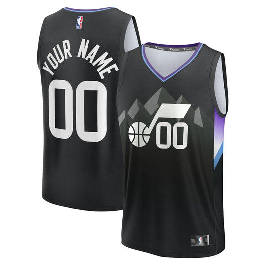 Utah Jazz Youth Fast Break Custom Replica Jersey - Black - Statement Edition | NBA Jerseys