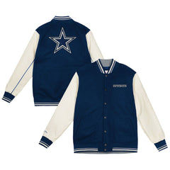 Dallas Cowboys Youth Full-Snap Varsity Jacket Navy/Cream - Mitchell & Ness