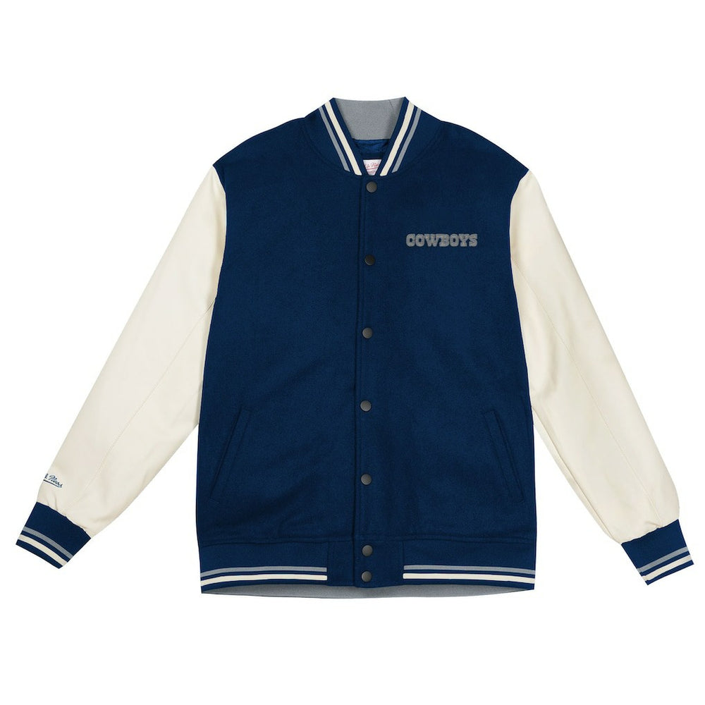 Dallas Cowboys Youth Full-Snap Varsity Jacket Navy/Cream - Mitchell & Ness