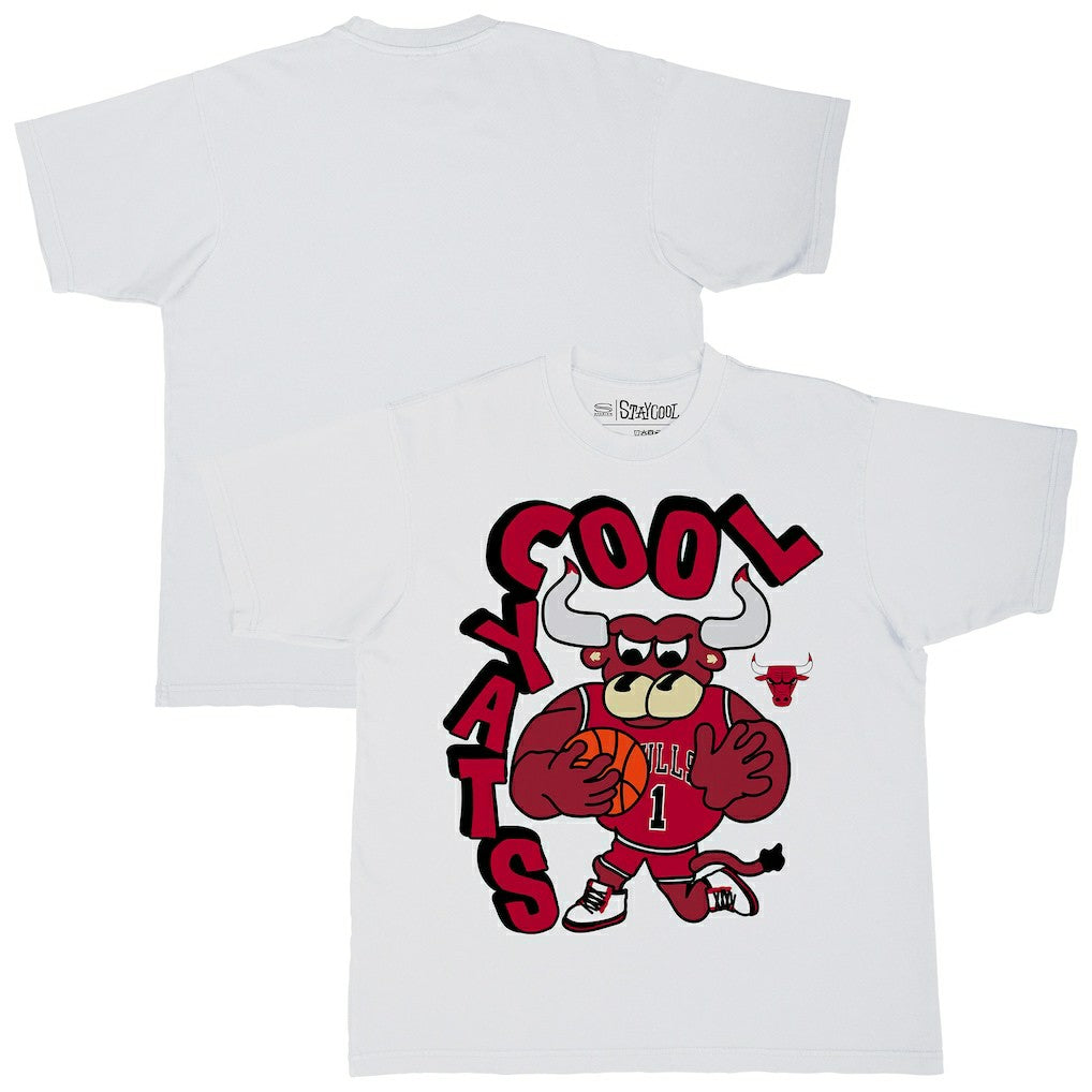 NBA - Chicago Bulls Stadium Essentials NBA x Staycool Mascot Oversized T-Shirt - White