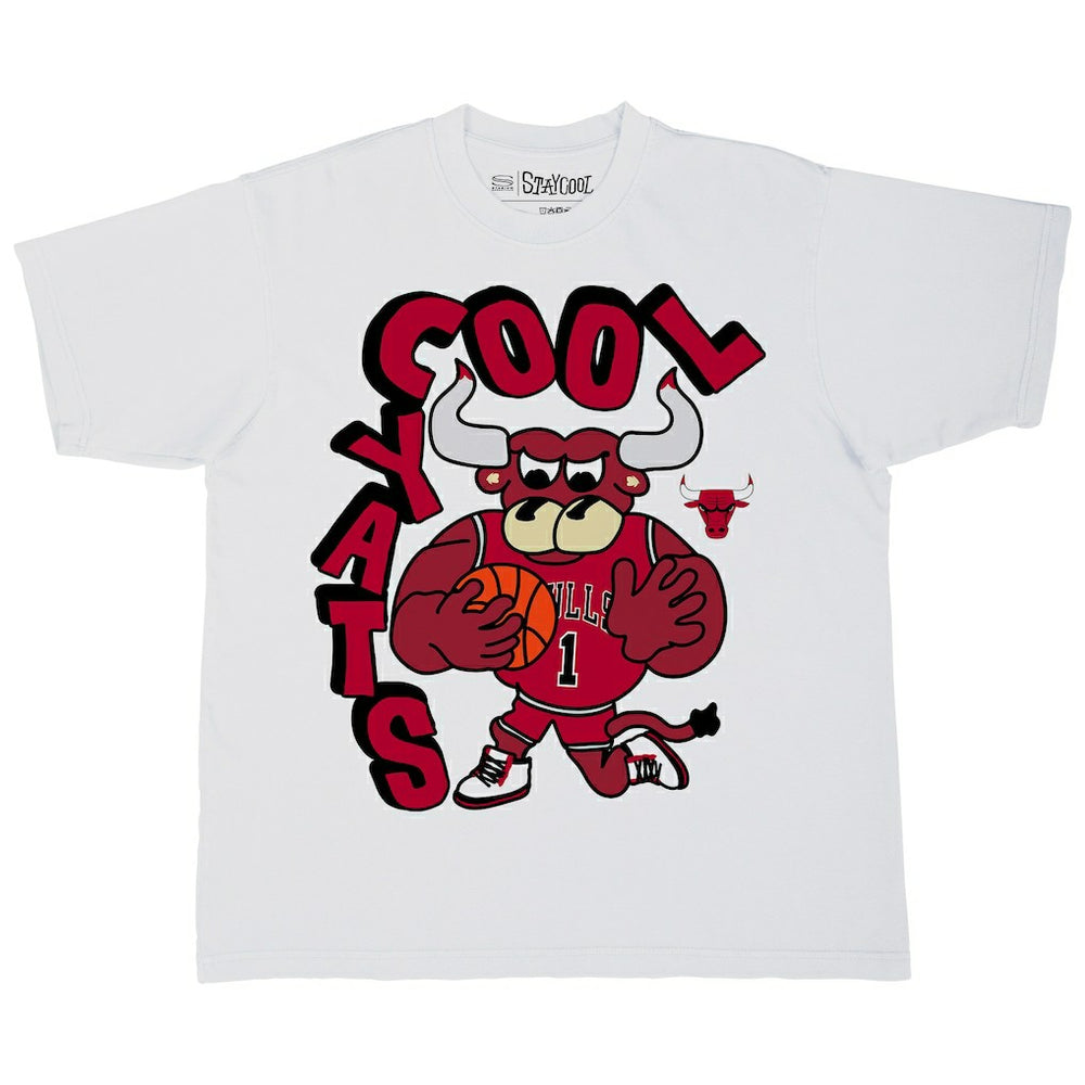 NBA - Chicago Bulls Stadium Essentials NBA x Staycool Mascot Oversized T-Shirt - White