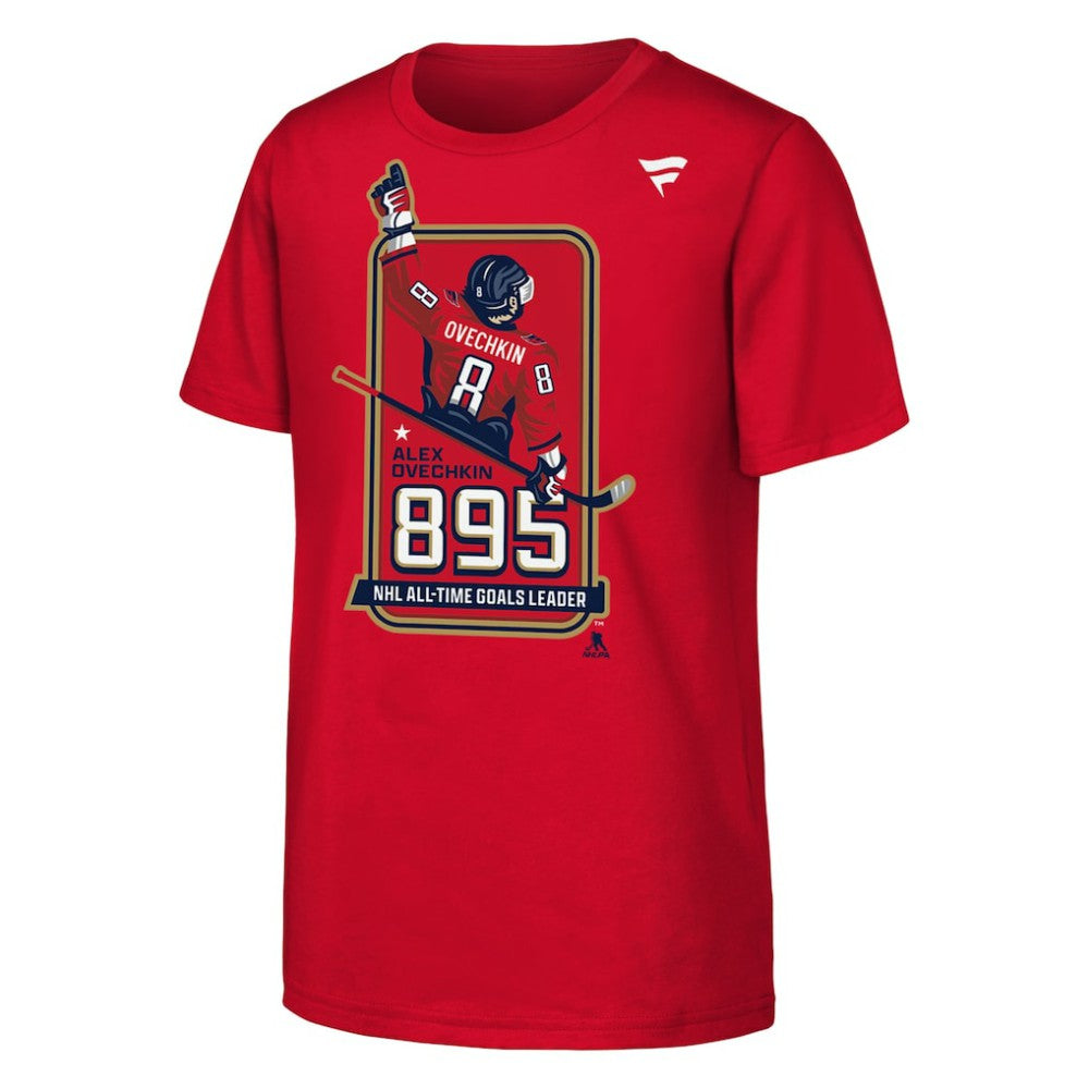 Alexander Ovechkin Washington Capitals Youth NHL All-Time Leading Goal Scorer Locker Room T-Shirt Red