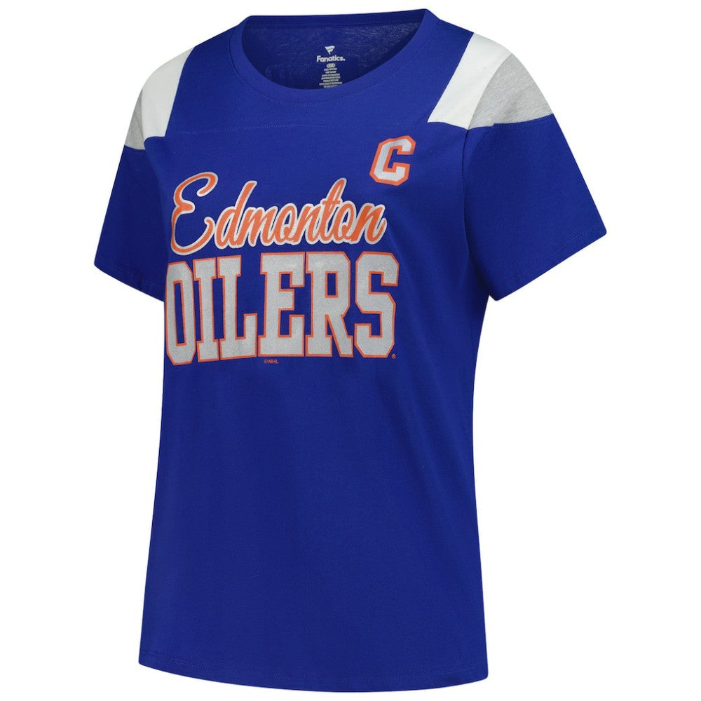 Connor McDavid Edmonton Oilers - Fanatics Women's Plus Size Name & Number Scoop Neck T-Shirt Royal