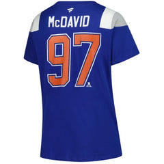 Connor McDavid Edmonton Oilers - Fanatics Women's Plus Size Name & Number Scoop Neck T-Shirt Royal