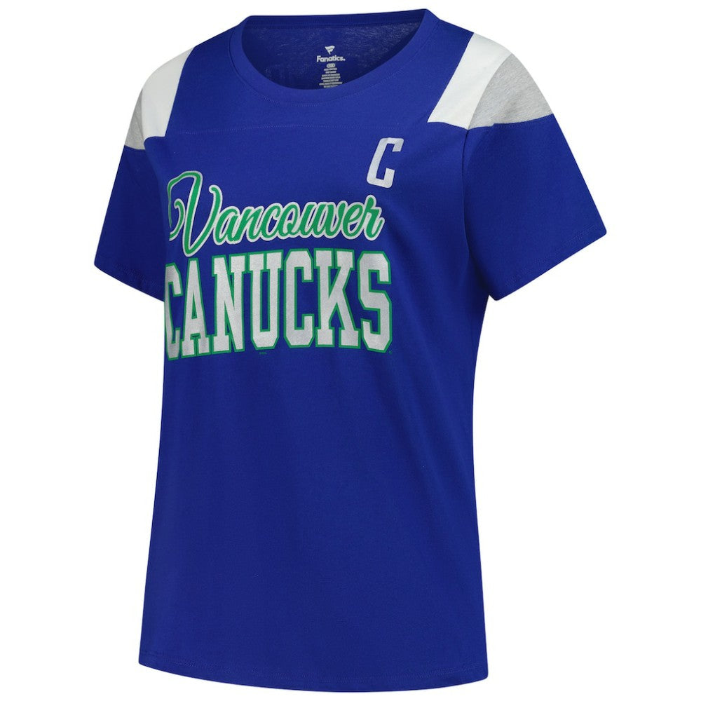 Quinn Hughes Vancouver Canucks - Fanatics Women's Plus Size Name & Number Scoop Neck T-Shirt Royal