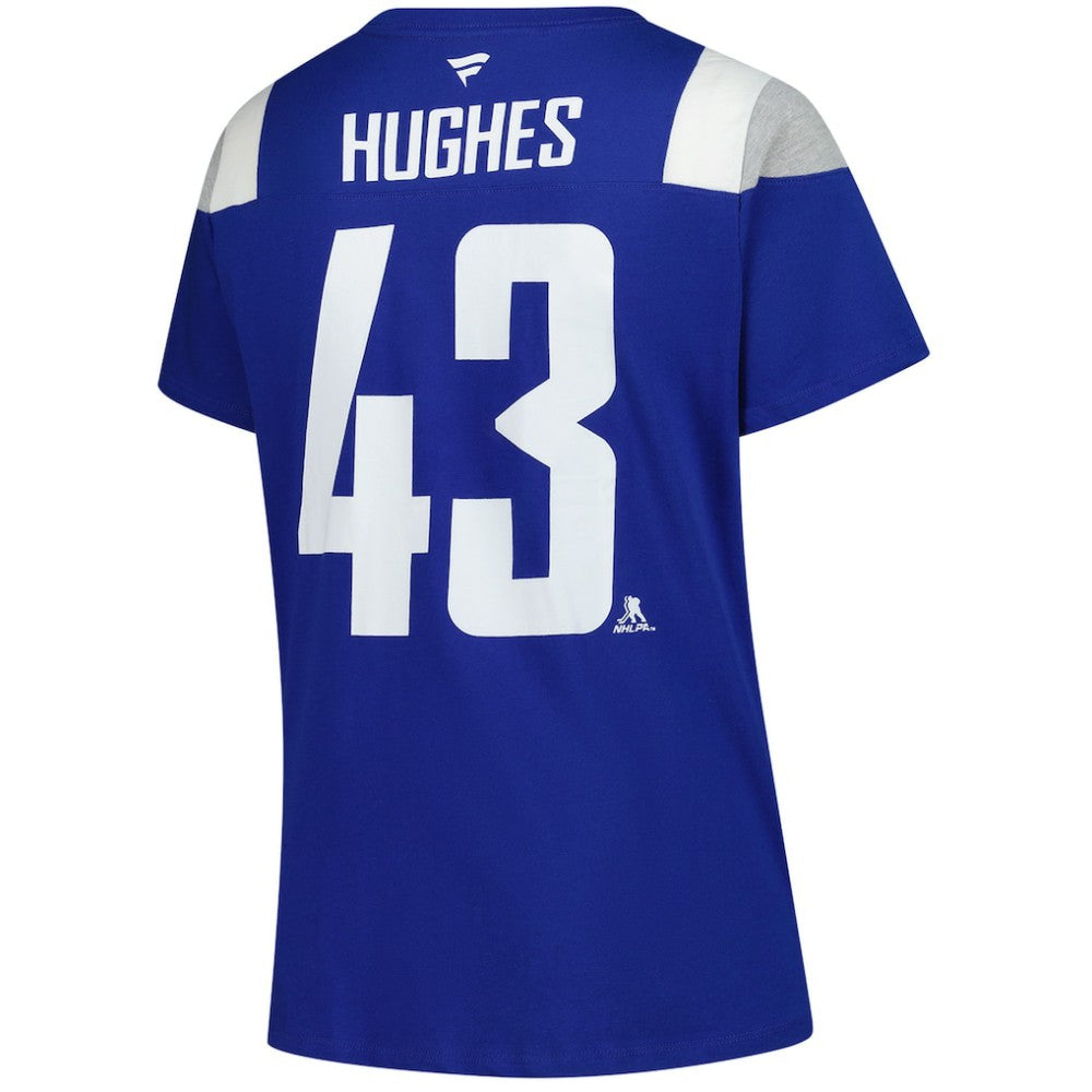 Quinn Hughes Vancouver Canucks - Fanatics Women's Plus Size Name & Number Scoop Neck T-Shirt Royal