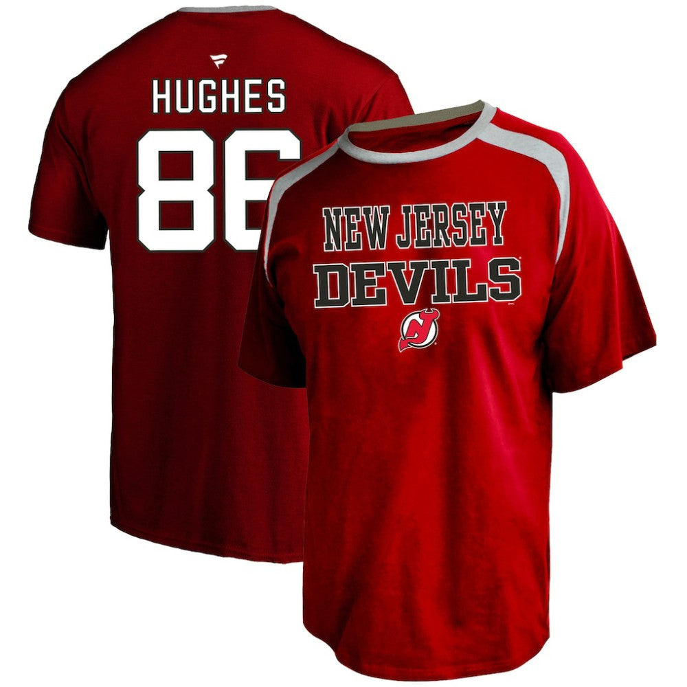 Jack Hughes New Jersey Devils - Profile Big & Tall Name & Number T-Shirt Red