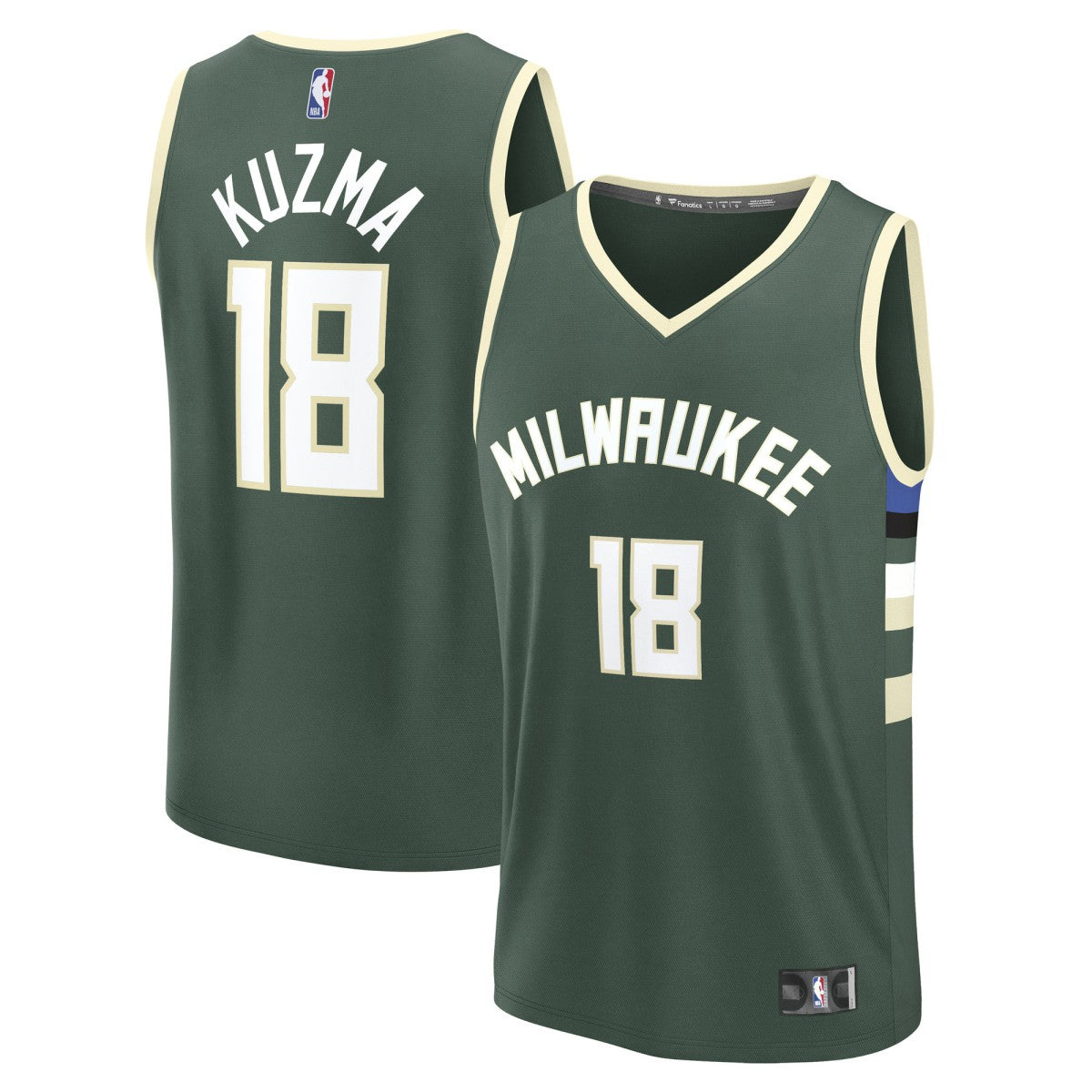 Fanatics - Kyle Kuzma Milwaukee Bucks Fast Break Replica Player Jersey - Icon Edition - Hunter Green