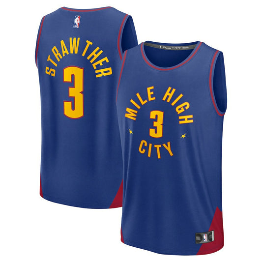 Julian Strawther Denver Nuggets Fast Break Replica Player Jersey sale - Statement Editi- Blue | NBA Jerseys