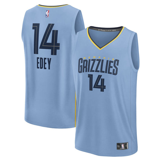 Zach Edey Memphis Grizzlies Fast Break Replica Player Jersey - Statement Edition - Light Blue | NBA Jerseys