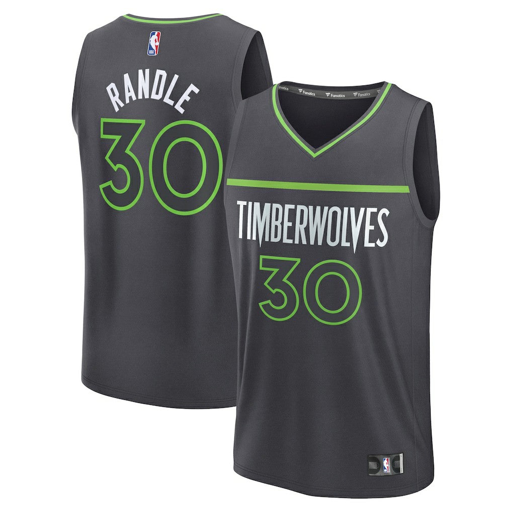 Fanatics - Julius Randle Minnesota Timberwolves Fast Break Replica Player Jersey - Statement Edition - Charcoal