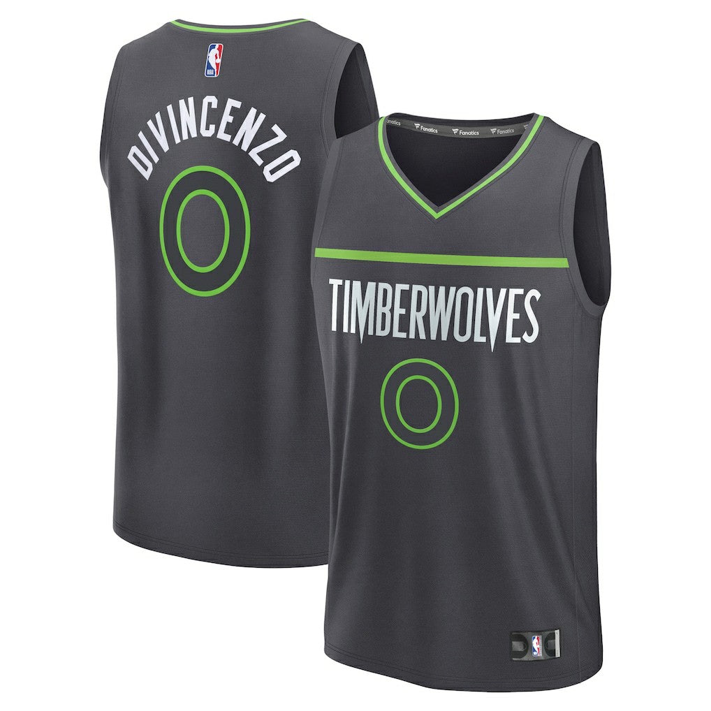 Fanatics - Donte DiVincenzo Minnesota Timberwolves Fast Break Replica Player Jersey - Statement Edition - Charcoal