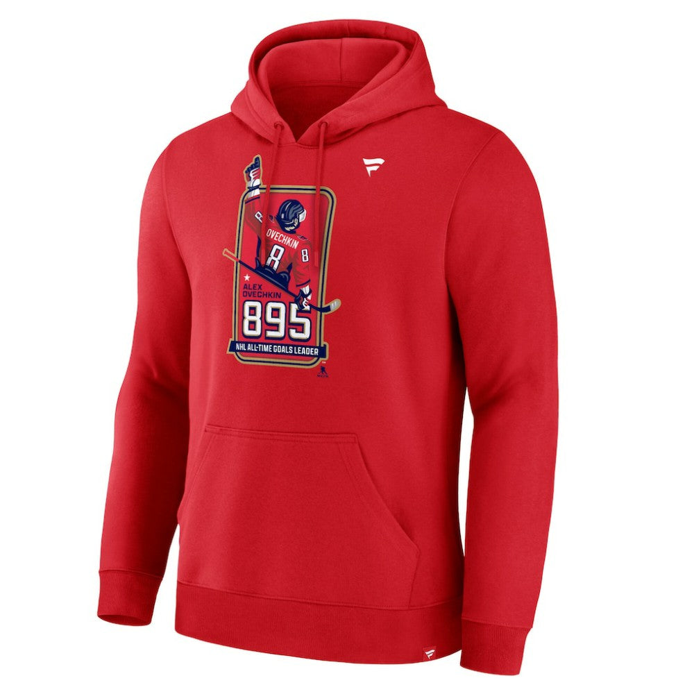 Alexander Ovechkin Washington Capitals Fanatics NHL All-Time Leading Goal Scorer 895 Logo Pullover Hoodie Athletic Red