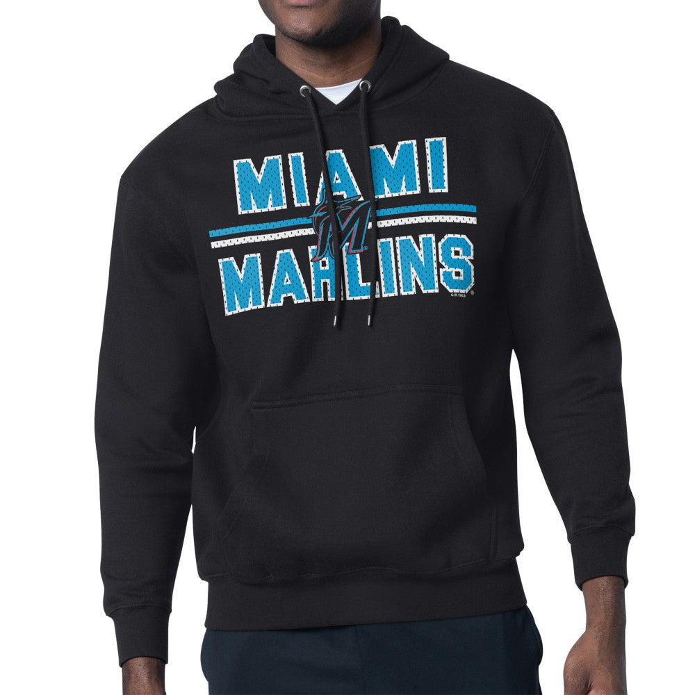Miami Marlins Starter Team Mesh Print Graphic Pullover Hoodie Clearance