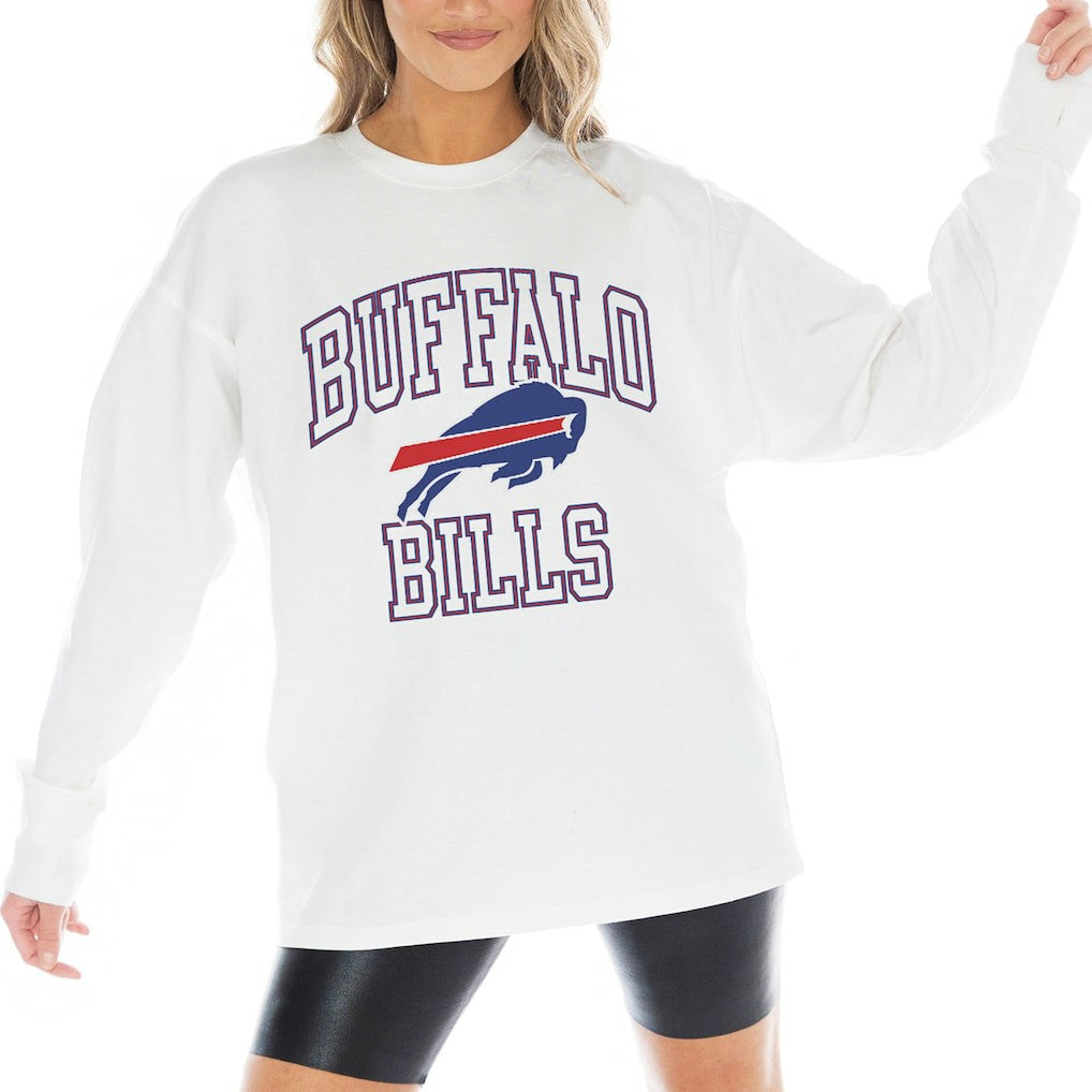 Buffalo Bills Gameday Couture Women's Mind Games Oversized Long Sleeve T-Shirt White - NFL