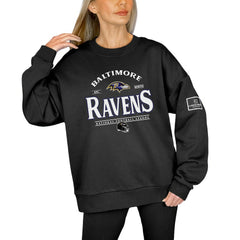 Baltimore Ravens Gameday Couture Women's Oversized Players Only Black Label Pullover Sweatshirt Black - NFL