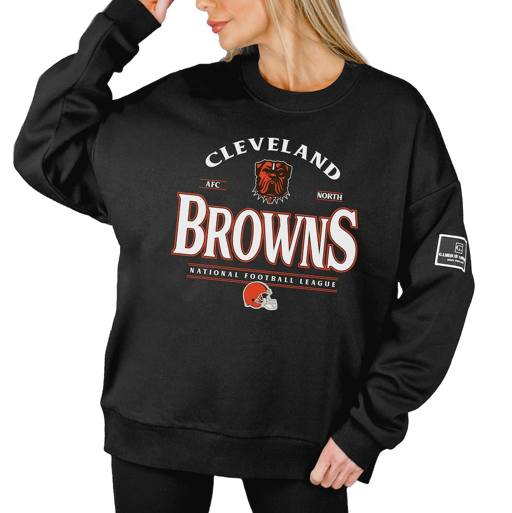 Cleveland Browns Gameday Couture Women's Oversized Players Only Black Label Pullover Sweatshirt Black - NFL