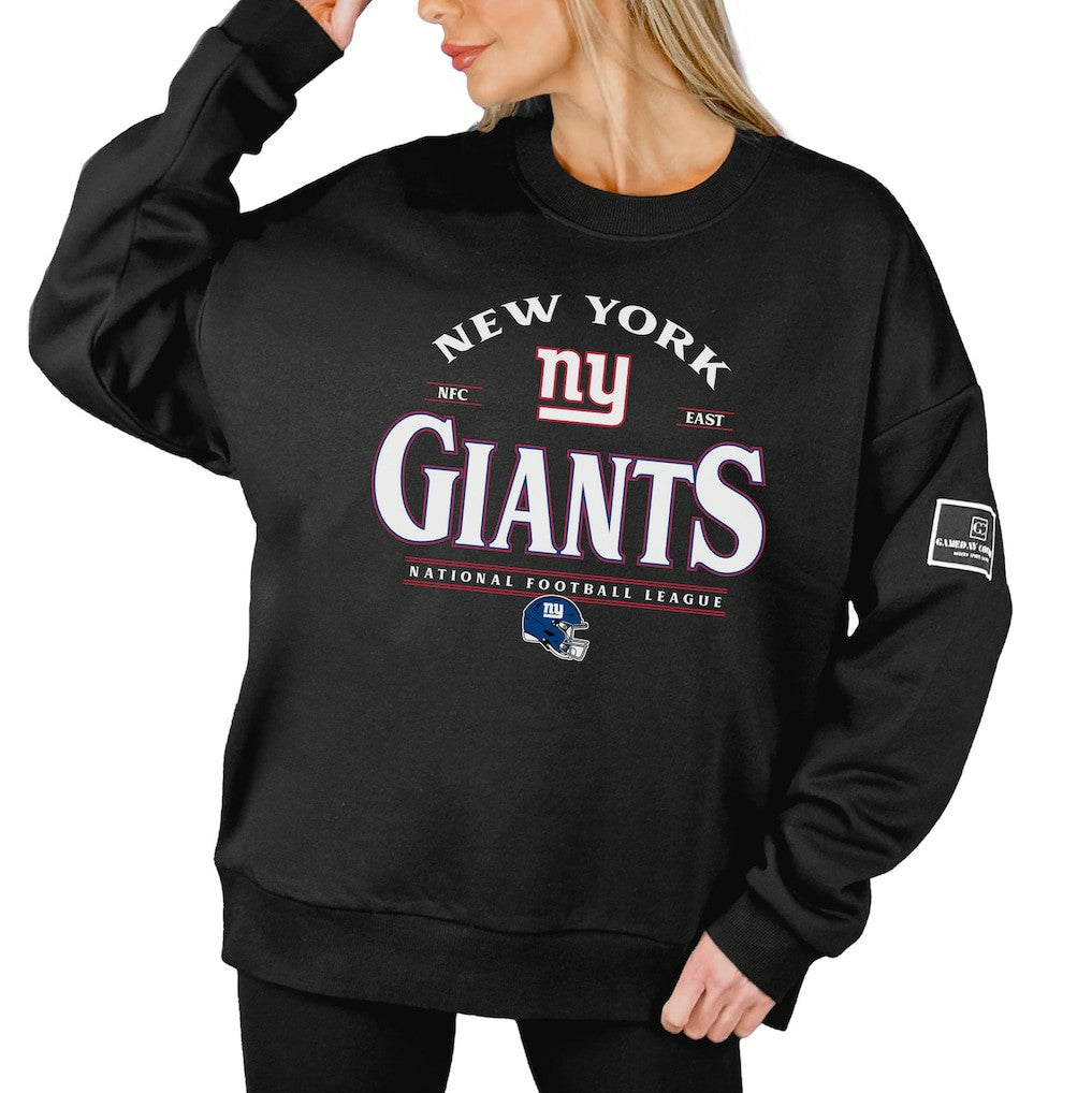 New York Giants Gameday Couture Women's Oversized Players Only Black Label Pullover Sweatshirt Black - NFL