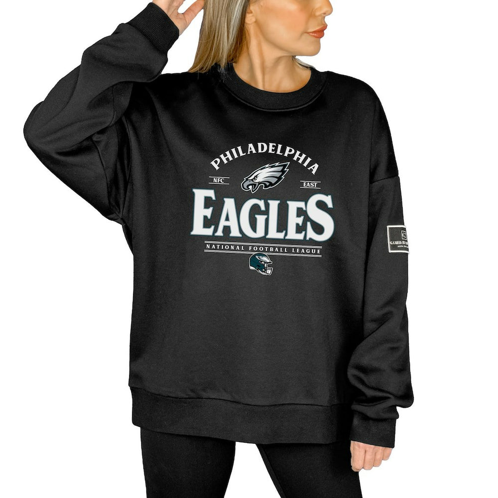 Philadelphia Eagles Gameday Couture Women's Oversized Players Only Black Label Pullover Sweatshirt Black - NFL